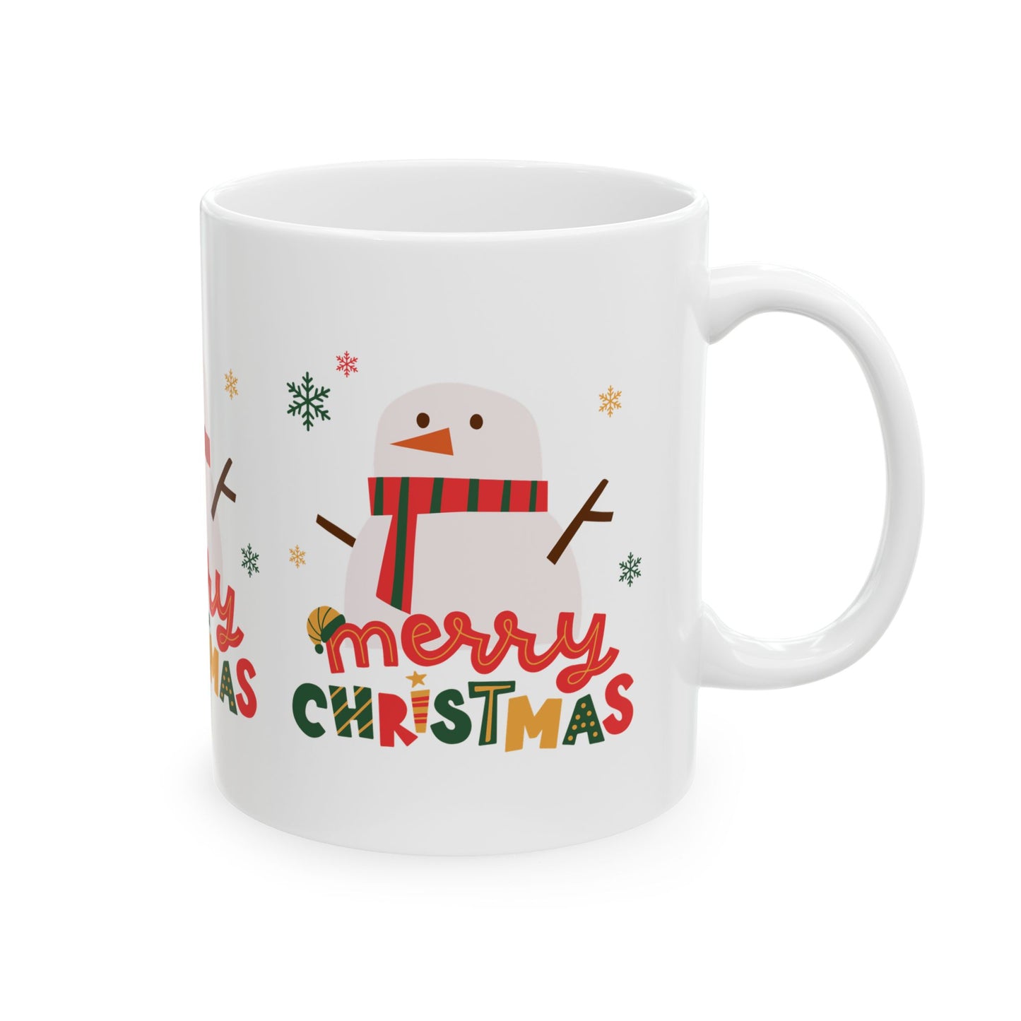 Merry Christmas Snowman Mug, Holiday Gift, 11oz, 15oz, Christmas Coffee Cup, Winter Decor, Cute Gift Idea
