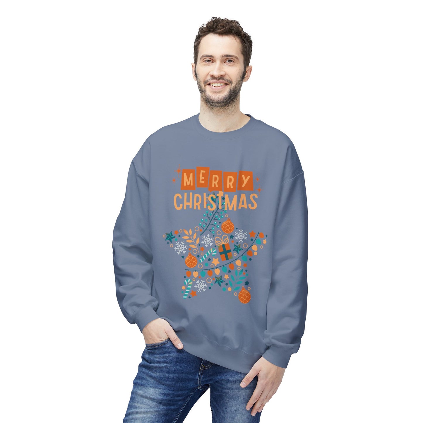 Merry Christmas Sweatshirt, Cozy Holiday Crewneck, Festive Apparel, Winter Gift, Unisex Fleece Top, Christmas Sweatshirt