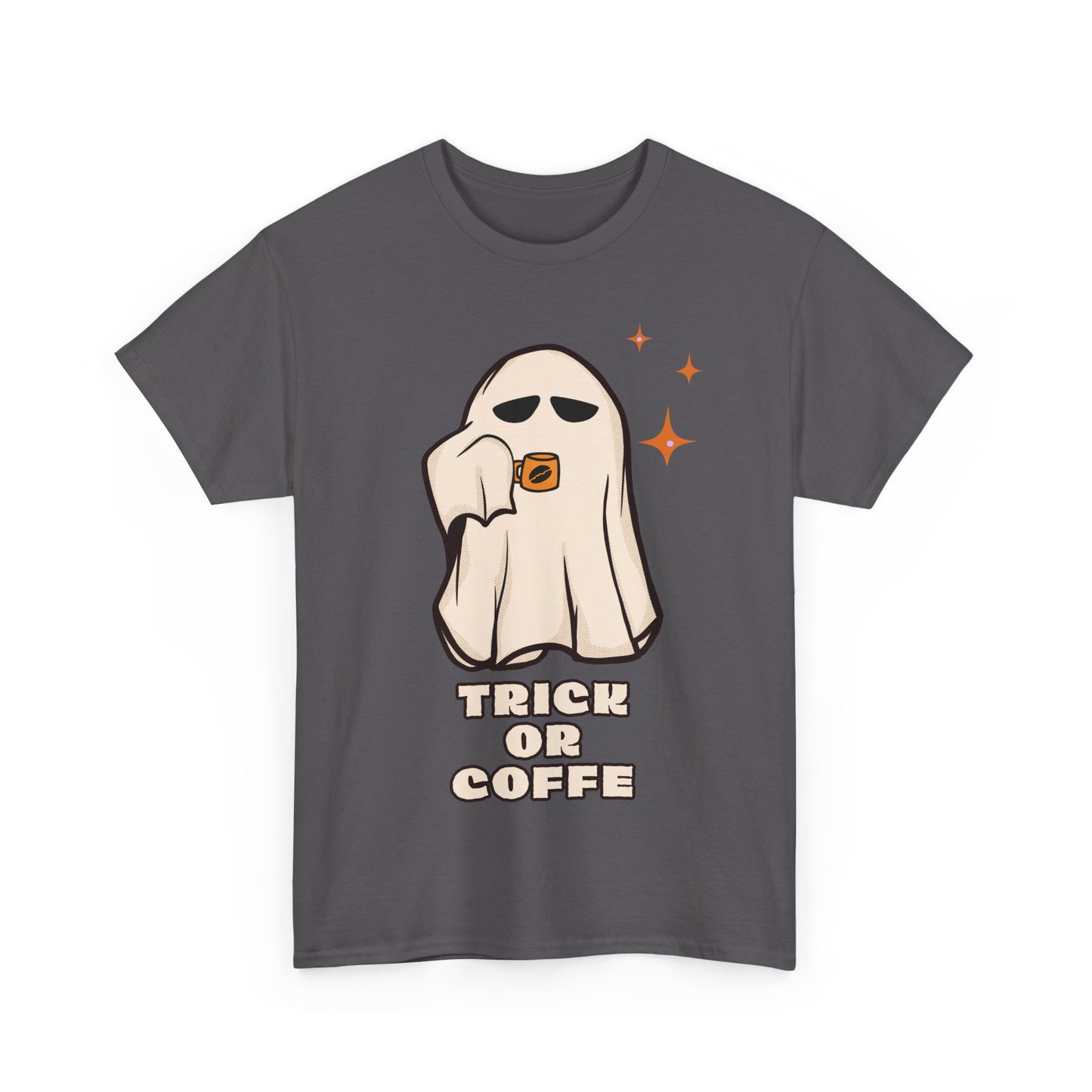 Ghostly Coffee Unisex Tee - Perfect for Halloween, Cozy Days, and Gift Ideas, Trick or Coffe Shirt, Holidays, Ghost Design, Coffee
