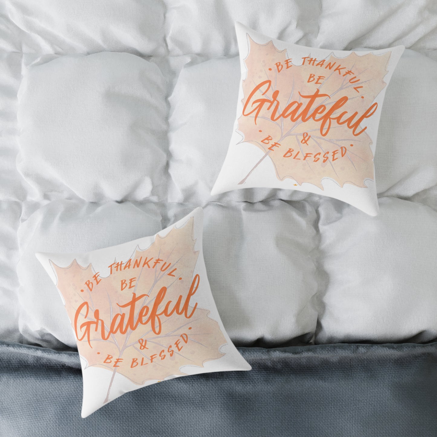 Grateful Canvas Pillow for Home Decor, Affirmation Cushion, Thanksgiving Gift, Cozy Bedroom Accessory, Motivational Throw Pillow