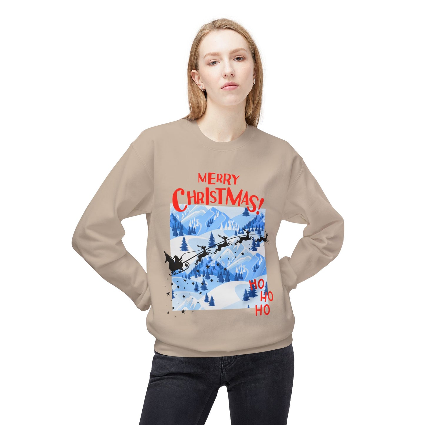 Christmas Santa Fleece Sweatshirt, Cozy Holiday Pullover, Merry Christmas Gift, Winter Sweater, Unisex Crewneck