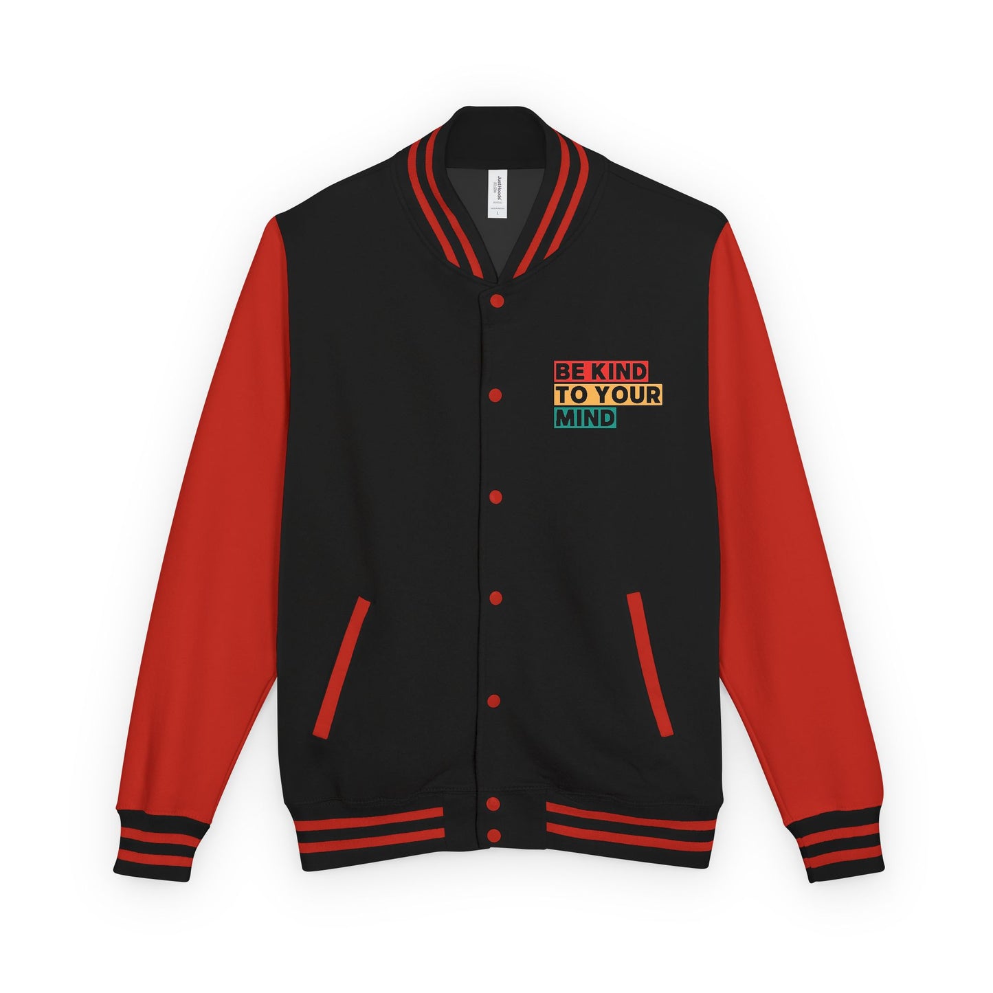 Unisex Heavyweight Letterman Jacket - Be Kind To Your Mind, Gift for Friends, Casual Wear, Sports Events, Everyday Style