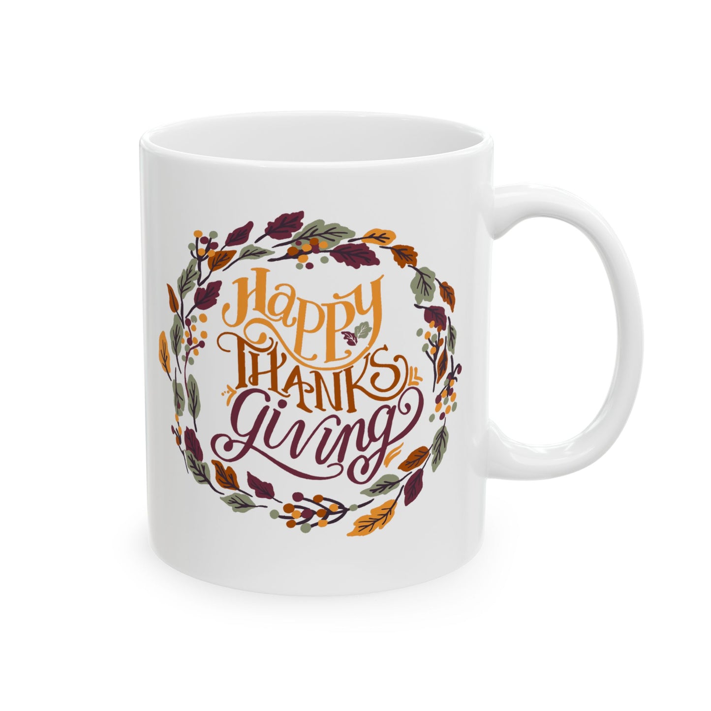 Floral Wreath Ceramic Mug - Elegant Coffee Cup for Home, Office, Gifts, Birthday, Tea Lover Decor