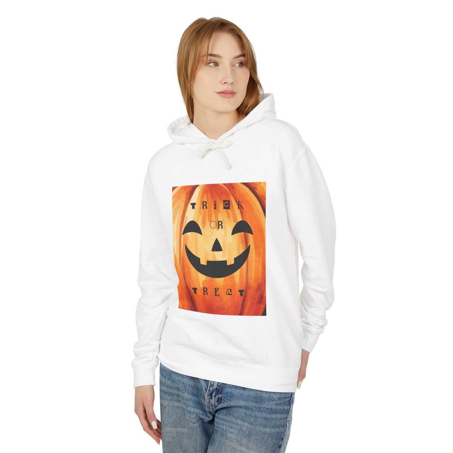 Halloween Pumpkin Hoodie, Unisex Lightweight Hooded Sweatshirt, Cozy Fall Apparel, Trick or Treat Costume