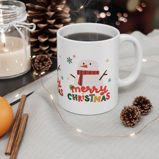 Merry Christmas Snowman Mug, Holiday Gift, 11oz, 15oz, Christmas Coffee Cup, Winter Decor, Cute Gift Idea