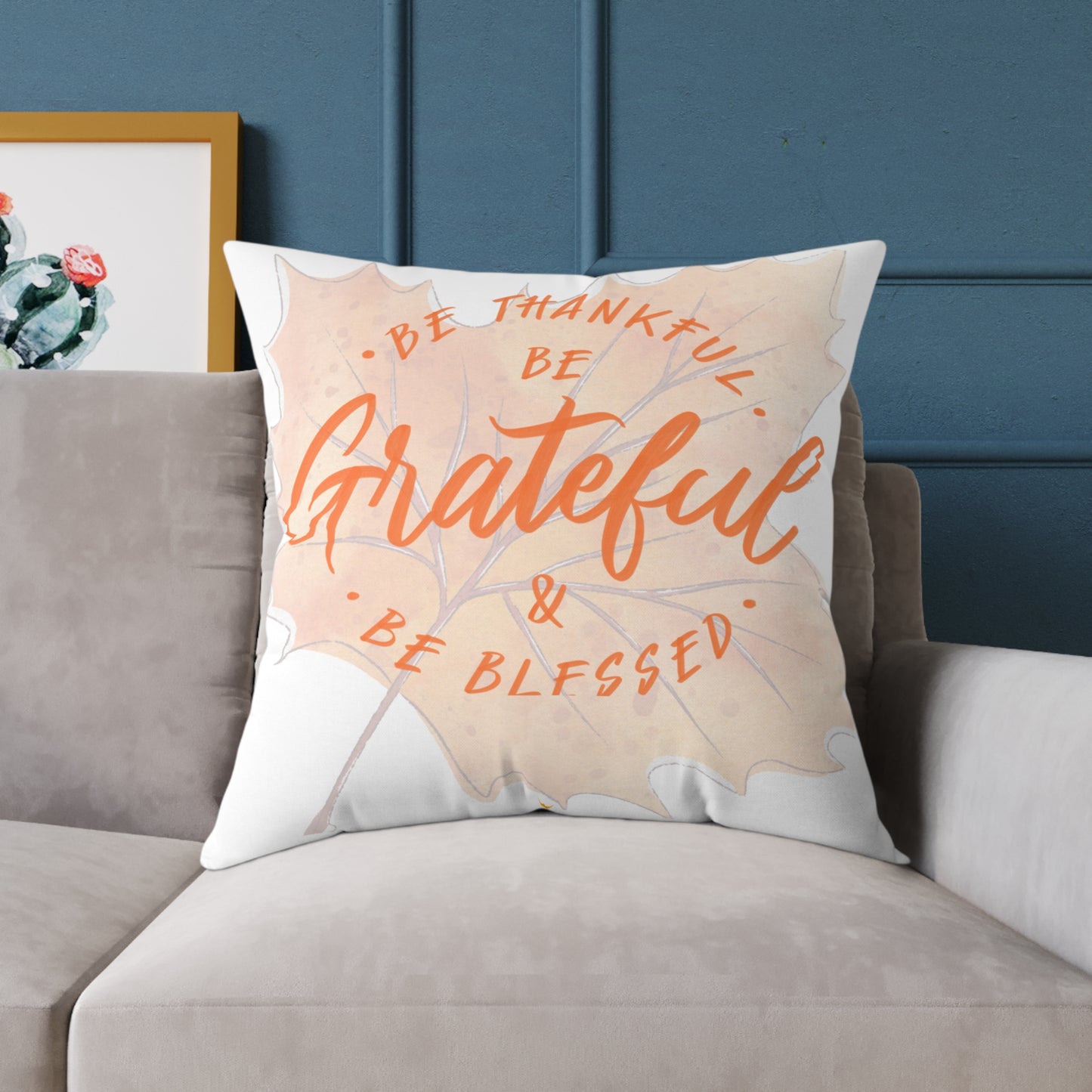 Grateful Canvas Pillow for Home Decor, Affirmation Cushion, Thanksgiving Gift, Cozy Bedroom Accessory, Motivational Throw Pillow