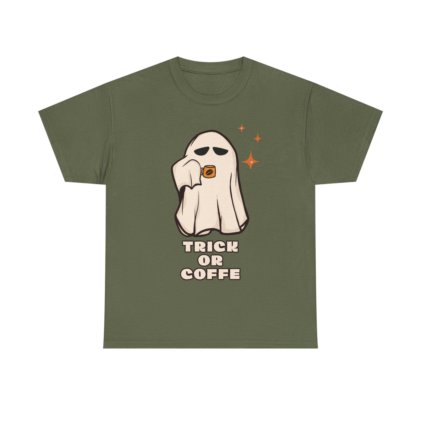 Ghostly Coffee Unisex Tee - Perfect for Halloween, Cozy Days, and Gift Ideas, Trick or Coffe Shirt, Holidays, Ghost Design, Coffee