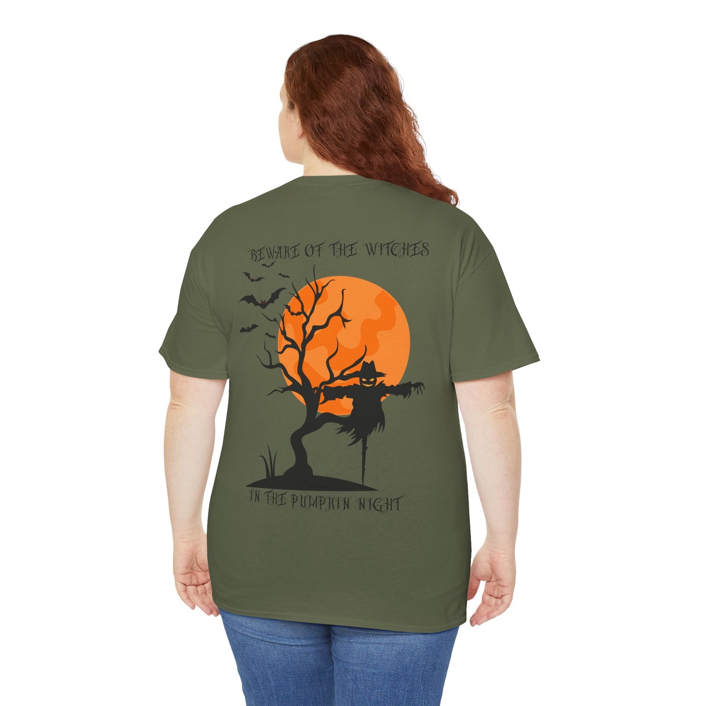 Halloween Witches Themed Unisex Heavy Cotton Tee, Scary Shirt, Witch T-Shirt, Fall Apparel, Spooky Night Top