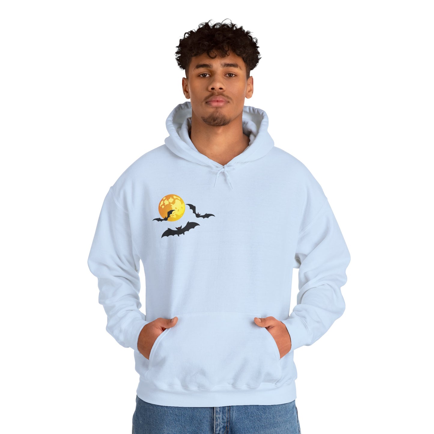 Halloween-Themed Unisex Hoodie with Witches and Bats Design, Cozy Sweatshirt for Fall Celebrations, Spooky Season Apparel, Gift Idea