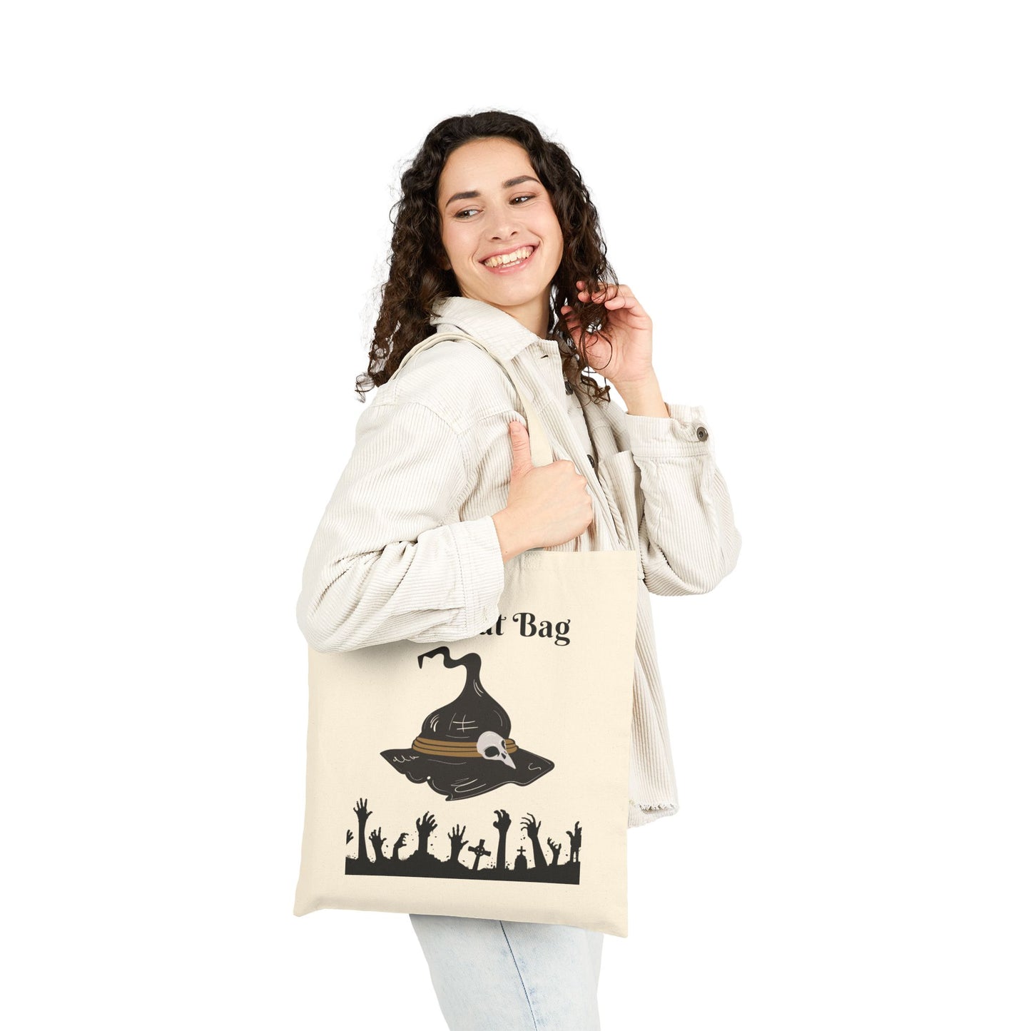 Halloween My Treat Bag Cotton Tote Bag, Eco-Friendly Shopping Bag, Reusable Gift Bag, Halloween Decorations, Treat Bag