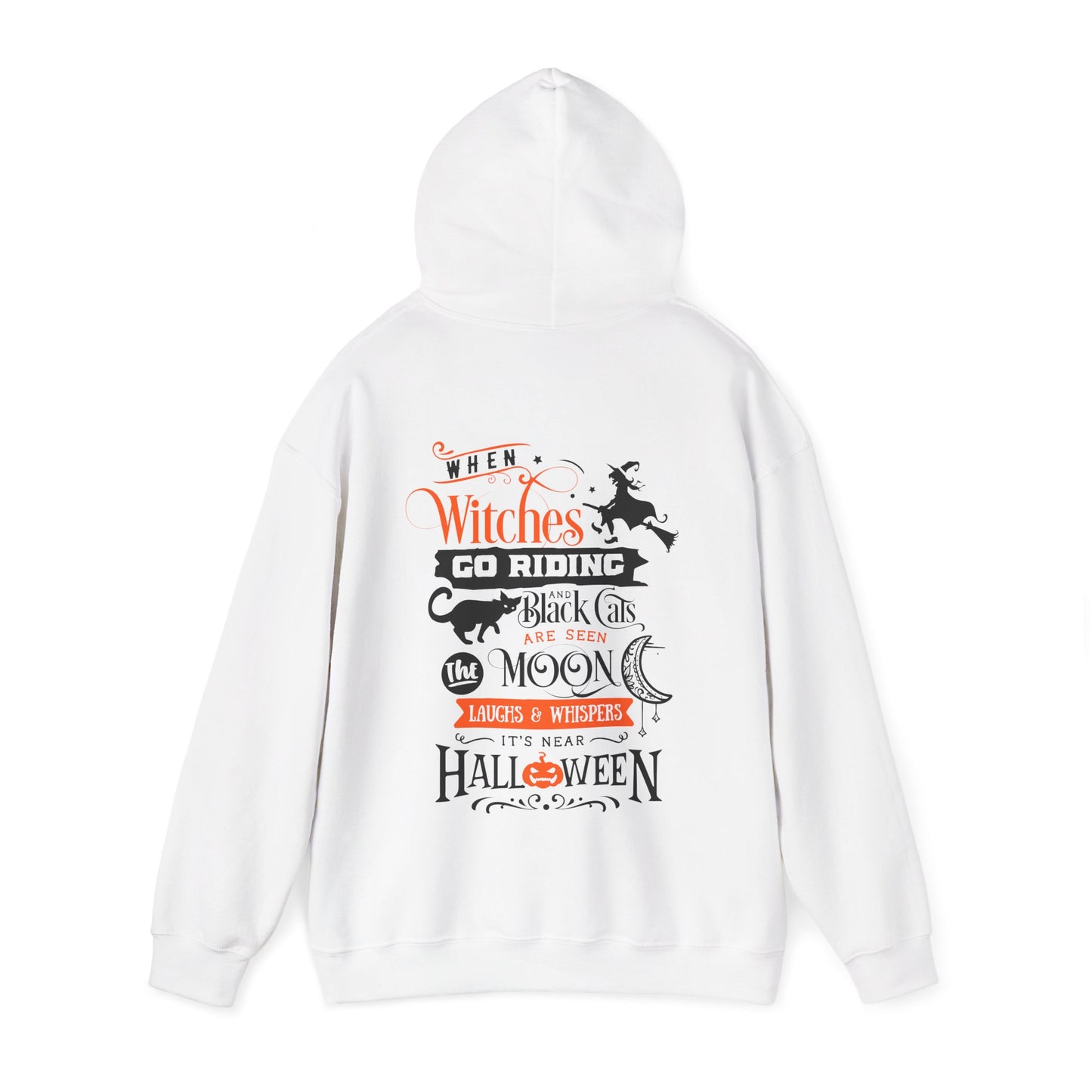 Halloween-Themed Unisex Hoodie with Witches and Bats Design, Cozy Sweatshirt for Fall Celebrations, Spooky Season Apparel, Gift Idea