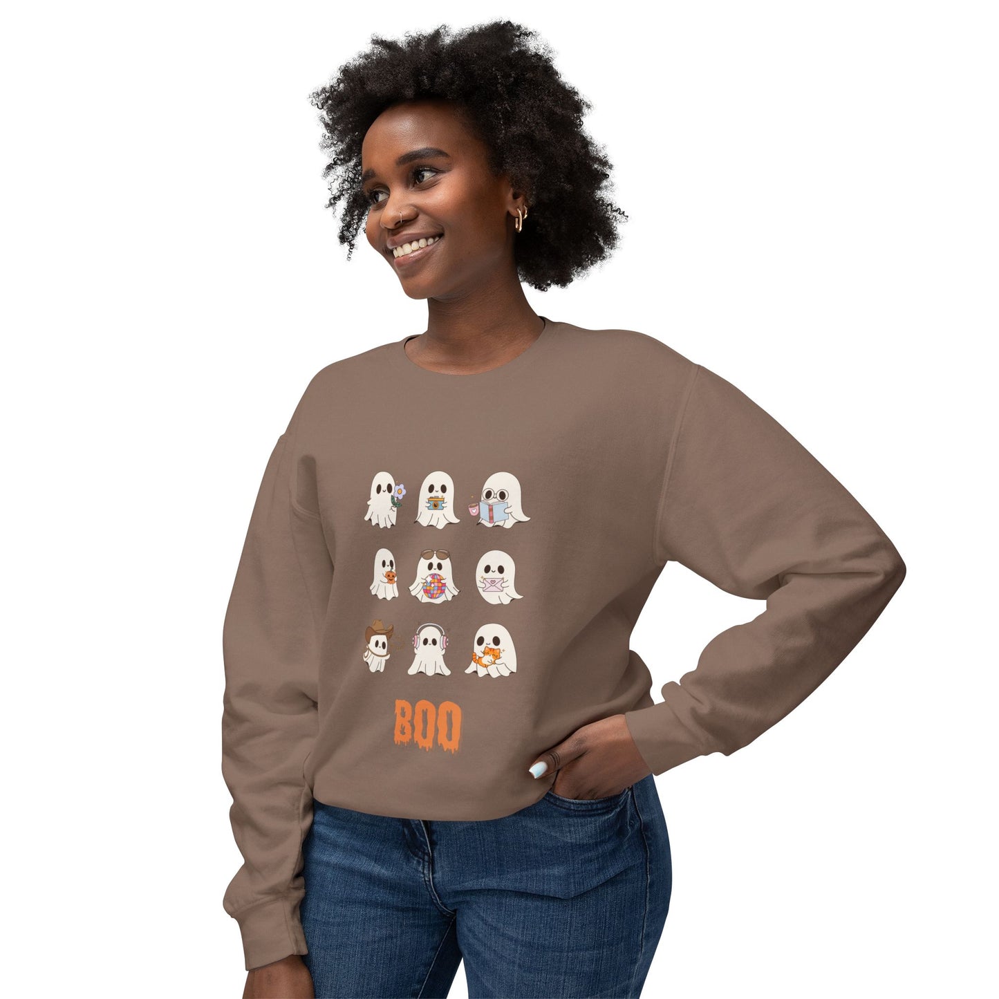 Adorable Ghosts Halloween Sweatshirt, Lightweight Crewneck, Unisex, Cute Halloween Apparel, Boo Sweatshirt, Spooky Season Gift