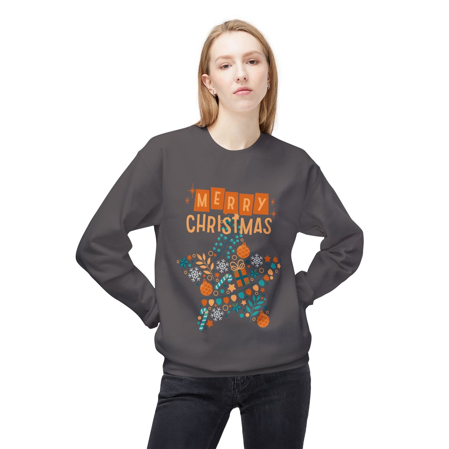 Merry Christmas Sweatshirt, Cozy Holiday Crewneck, Festive Apparel, Winter Gift, Unisex Fleece Top, Christmas Sweatshirt