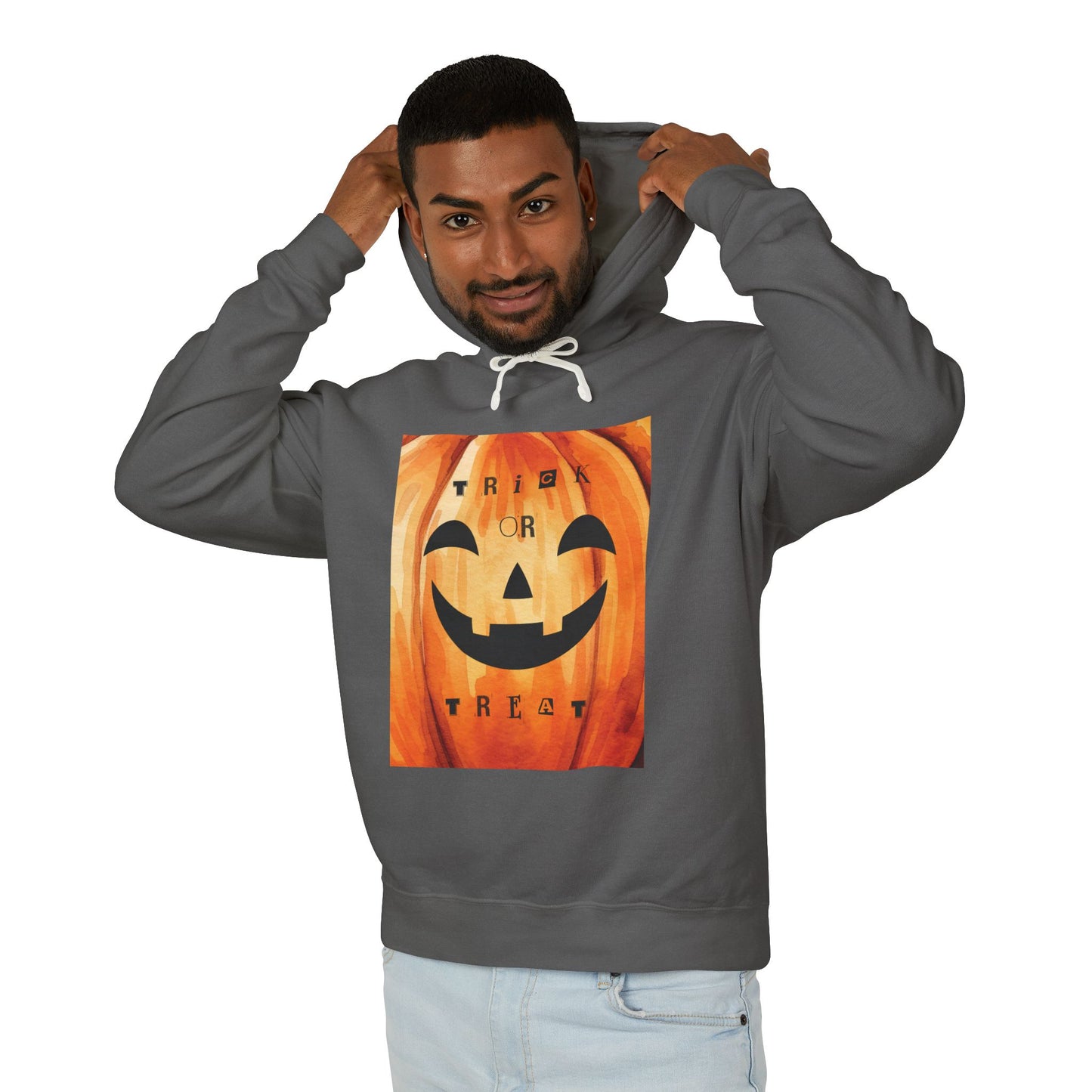 Halloween Pumpkin Hoodie, Unisex Lightweight Hooded Sweatshirt, Cozy Fall Apparel, Trick or Treat Costume