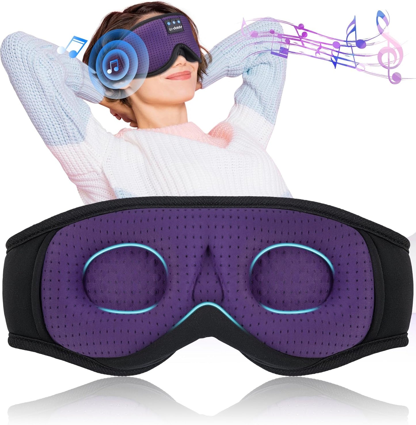 Sleep Headphones, Silk Sleep Mask Bluetooth Wireless Music Eye Mask, Sleeping Headphones for Side Sleepers Sleep Mask with Bluetooth Headphones Ultra-Thin Stereo Speaker Perfect for Sleeping