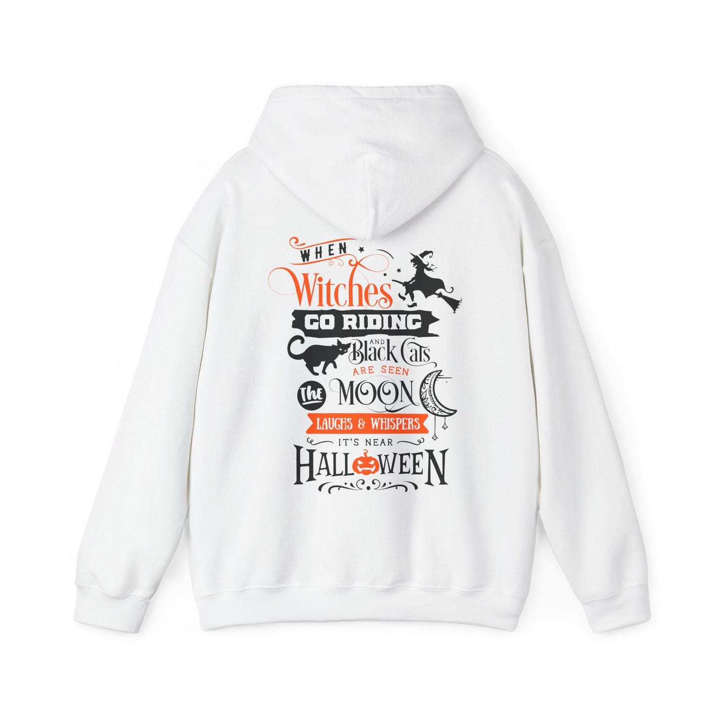 Halloween-Themed Unisex Hoodie with Witches and Bats Design, Cozy Sweatshirt for Fall Celebrations, Spooky Season Apparel, Gift Idea