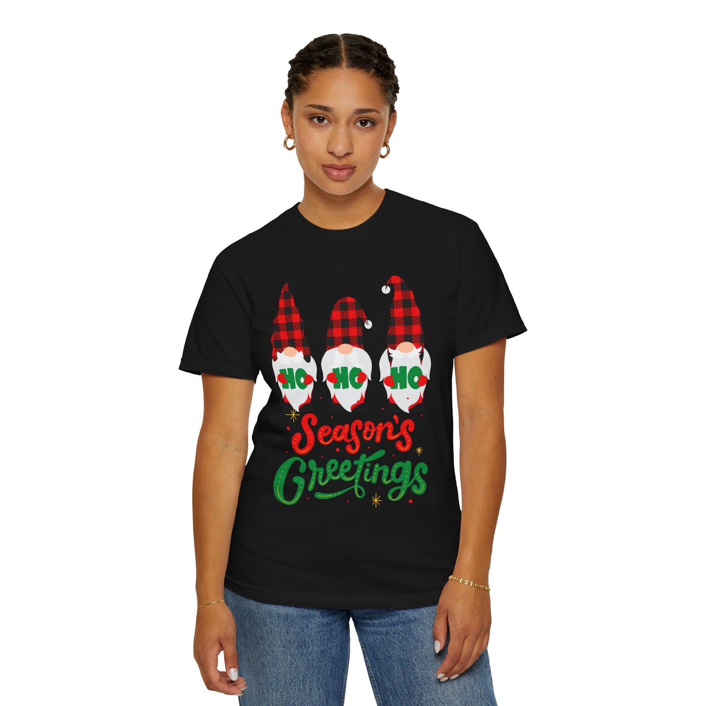 Season's Greetings Unisex T-shirt, Cozy Holiday Tee, Christmas Gift, Winter Apparel, Festive Clothing, Gnome Design