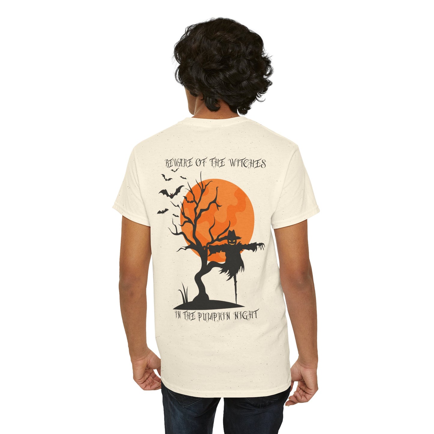 Halloween Witches Themed Unisex Heavy Cotton Tee, Scary Shirt, Witch T-Shirt, Fall Apparel, Spooky Night Top