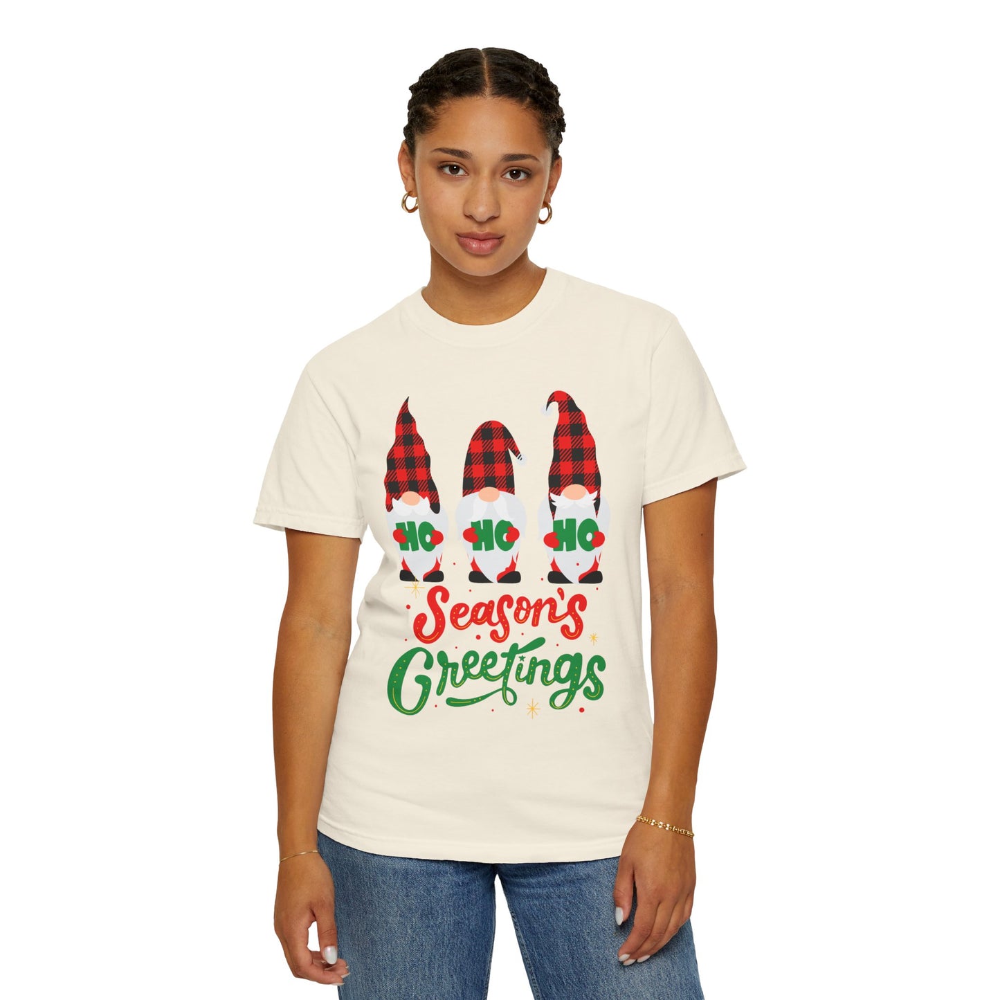 Season's Greetings Unisex T-shirt, Cozy Holiday Tee, Christmas Gift, Winter Apparel, Festive Clothing, Gnome Design