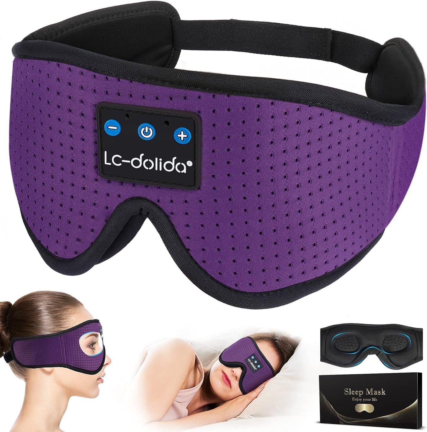 Sleep Headphones, Silk Sleep Mask Bluetooth Wireless Music Eye Mask, Sleeping Headphones for Side Sleepers Sleep Mask with Bluetooth Headphones Ultra-Thin Stereo Speaker Perfect for Sleeping