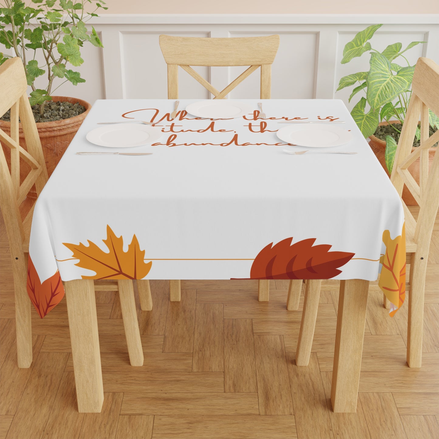 Autumn Gratitude Tablecloth, Fall Decor, Thanksgiving Table Setting, Seasonal Home Décor, Family Gathering Essentials