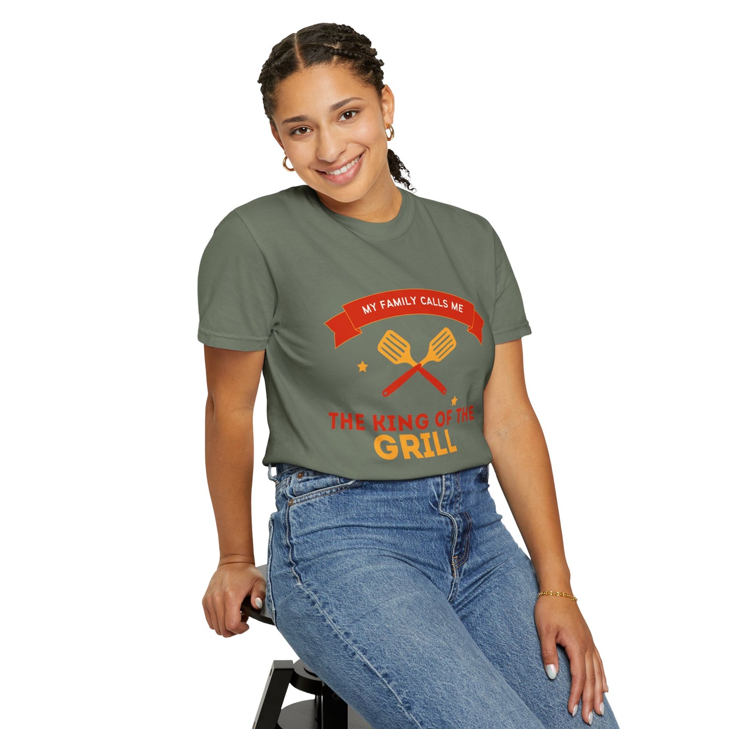 King of the Grill T-shirt | Unisex Garment-Dyed Tee for BBQ Lovers, Father's Day Gift, Cooking Enthusiasts, Summer Parties, Family