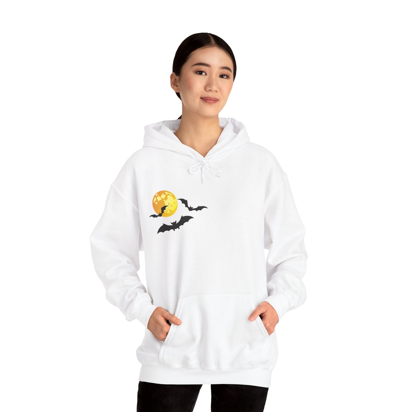 Halloween-Themed Unisex Hoodie with Witches and Bats Design, Cozy Sweatshirt for Fall Celebrations, Spooky Season Apparel, Gift Idea