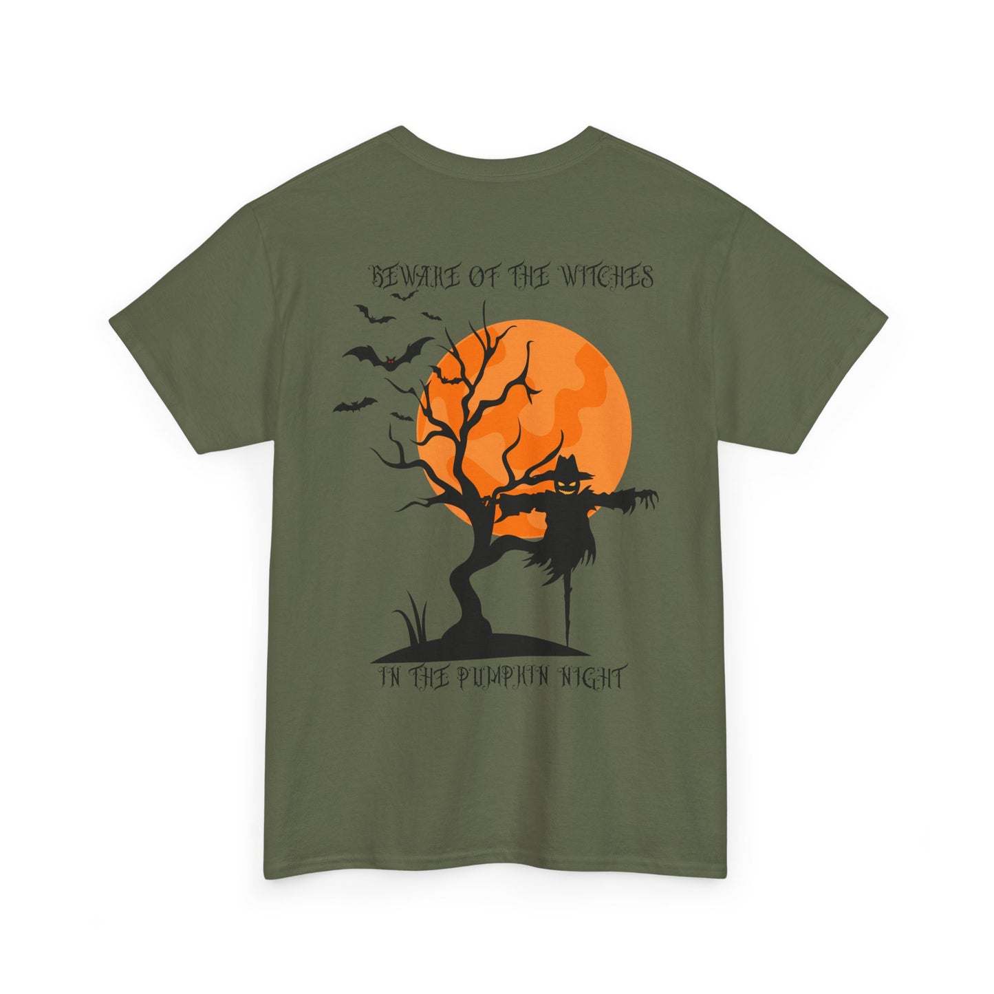 Halloween Witches Themed Unisex Heavy Cotton Tee, Scary Shirt, Witch T-Shirt, Fall Apparel, Spooky Night Top