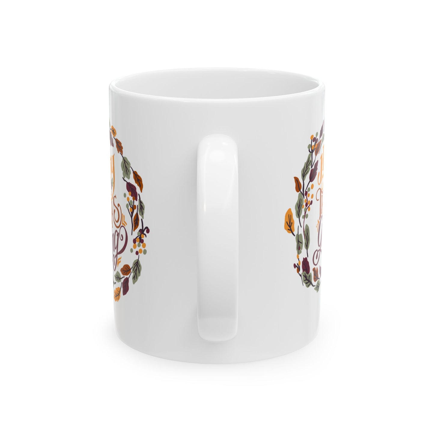 Floral Wreath Ceramic Mug - Elegant Coffee Cup for Home, Office, Gifts, Birthday, Tea Lover Decor