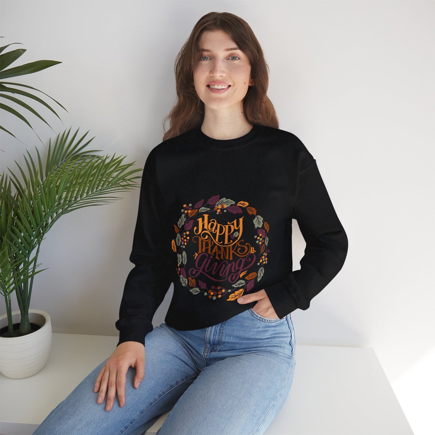 Happy Thanksgiving Crewneck Sweatshirt - Cozy Fall Apparel, Thanksgiving Gift, Unisex Pullover, Casual Fall Sweatshirt