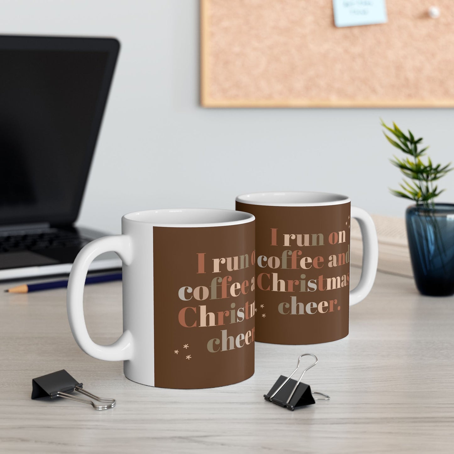 Ceramic Coffee Mug, I Run on Coffee and Christmas Cheer, Holiday Gift, Eco-Friendly, Home Office Decor, Beverage Cup, Gift for Him/Her