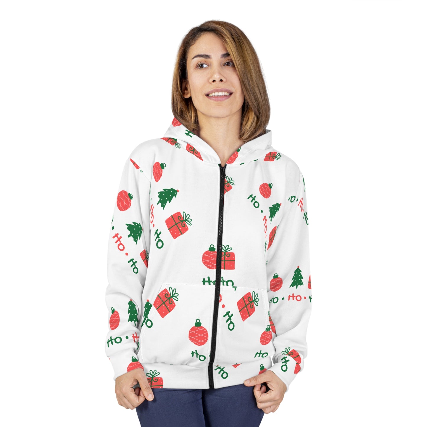 Gifts, Ornaments & Trees Holiday Pattern Unisex Christmas All-Over Print Zip-Up Hoodie