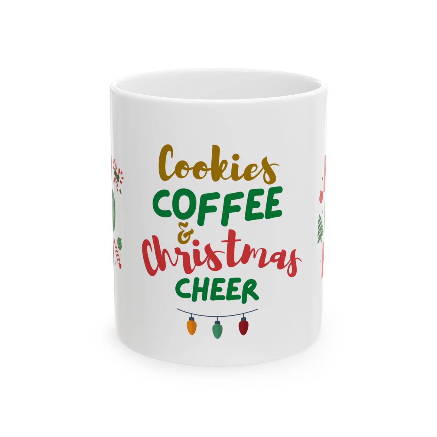 Festive Ceramic Mug – ‘Cookies, Coffee & Christmas Cheer’ | Holiday Gift, Winter Decor, Cozy Home, Coffee Lover's Gift
