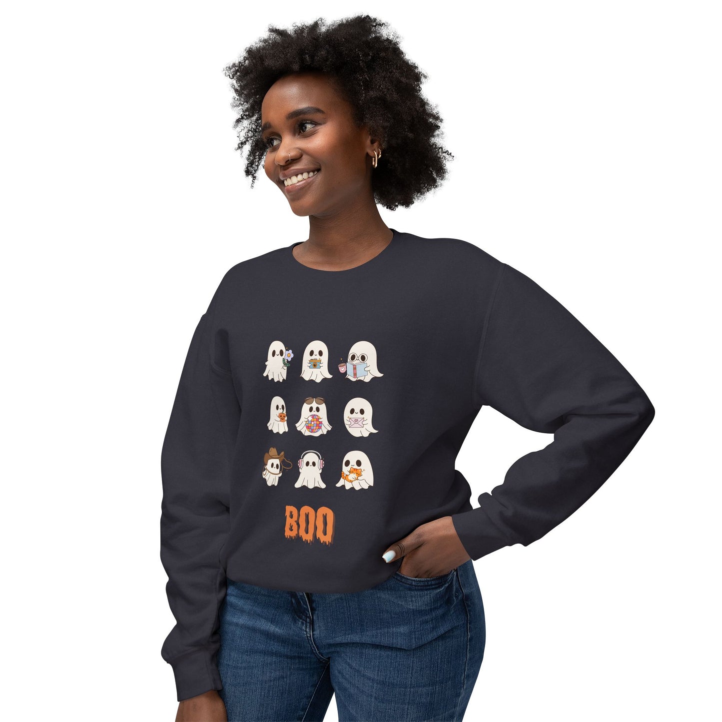 Adorable Ghosts Halloween Sweatshirt, Lightweight Crewneck, Unisex, Cute Halloween Apparel, Boo Sweatshirt, Spooky Season Gift