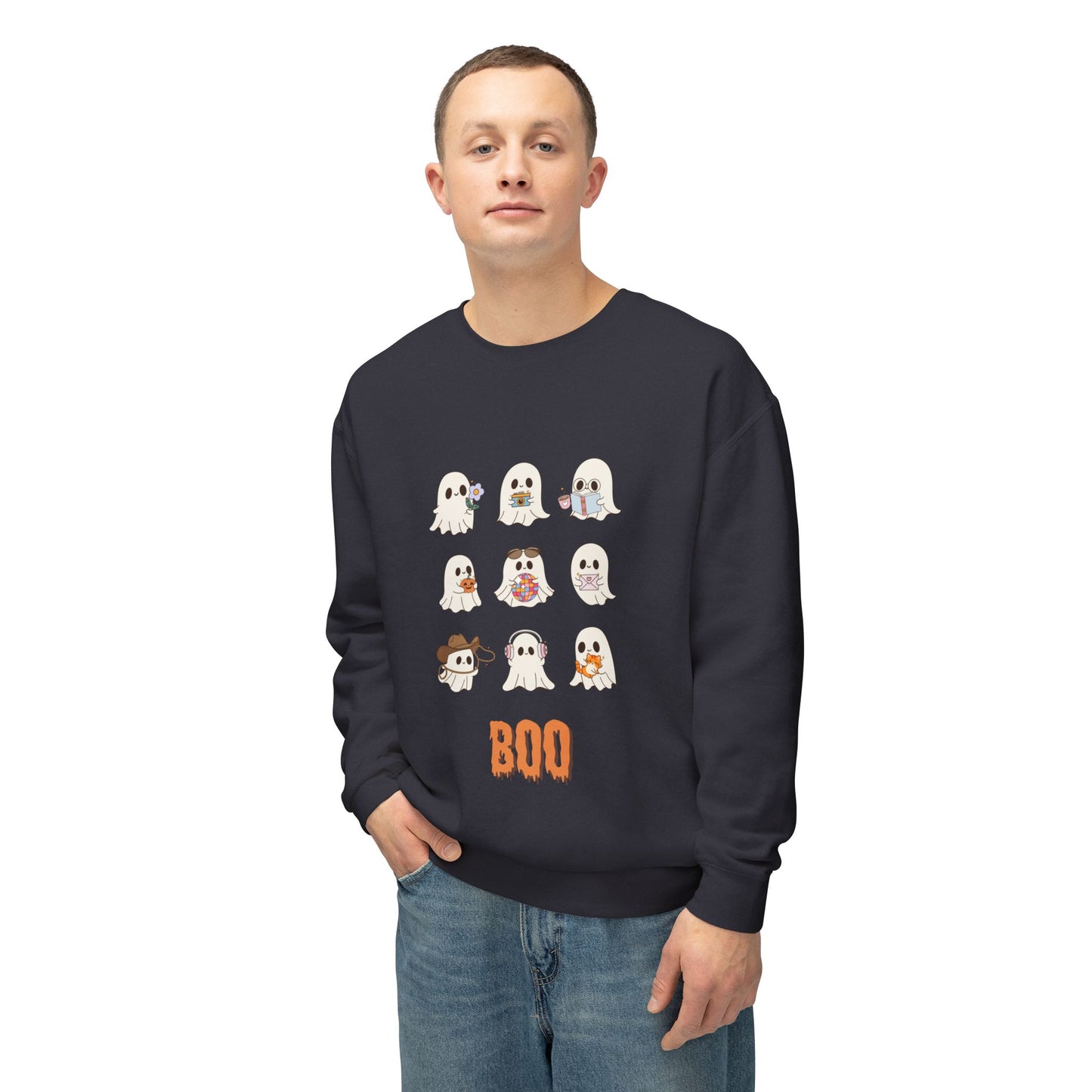 Adorable Ghosts Halloween Sweatshirt, Lightweight Crewneck, Unisex, Cute Halloween Apparel, Boo Sweatshirt, Spooky Season Gift