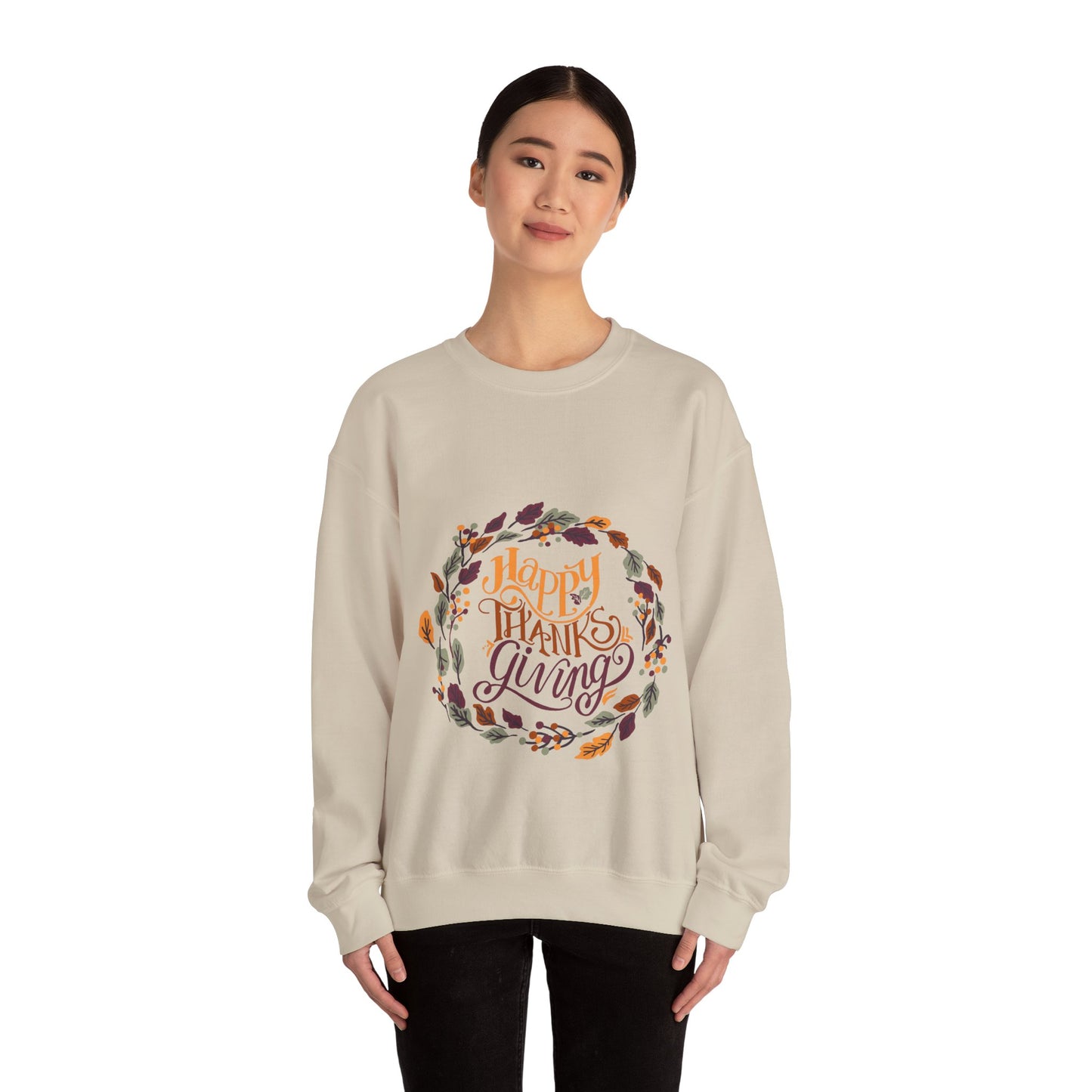 Happy Thanksgiving Crewneck Sweatshirt - Cozy Fall Apparel, Thanksgiving Gift, Unisex Pullover, Casual Fall Sweatshirt