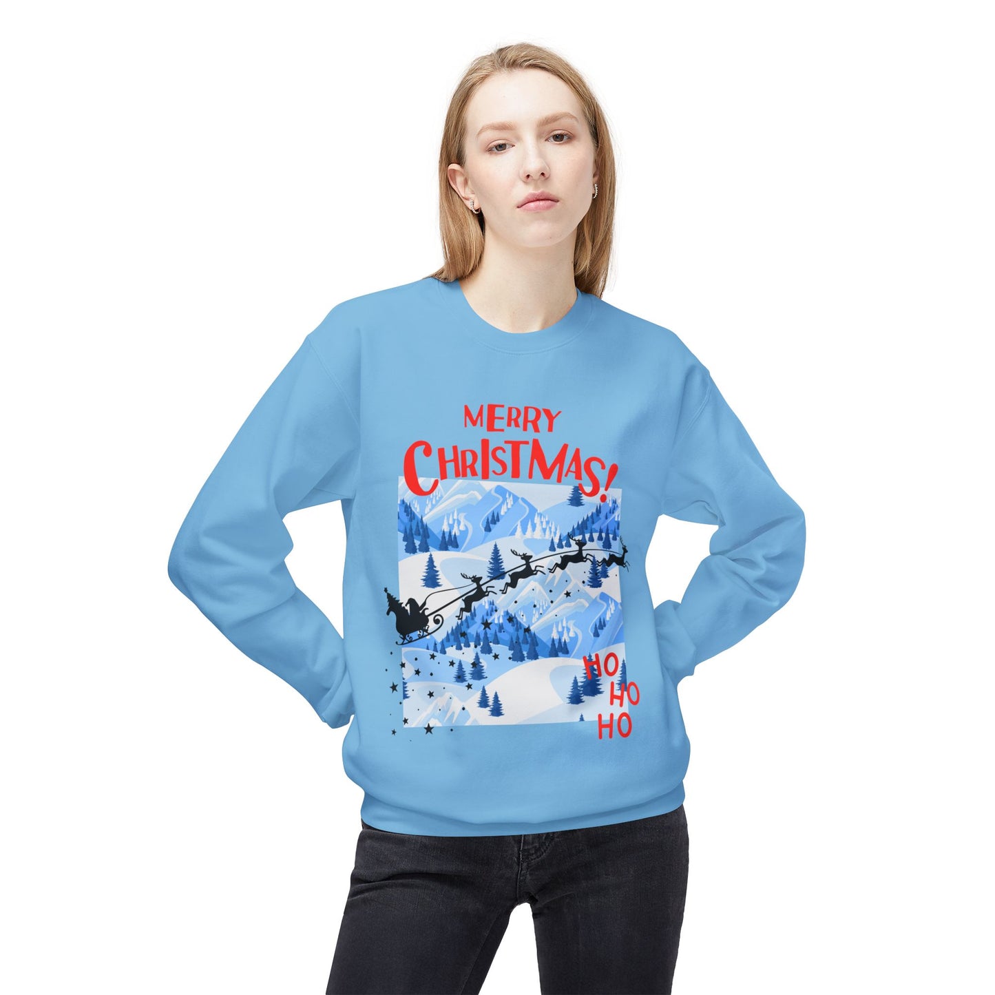Christmas Santa Fleece Sweatshirt, Cozy Holiday Pullover, Merry Christmas Gift, Winter Sweater, Unisex Crewneck