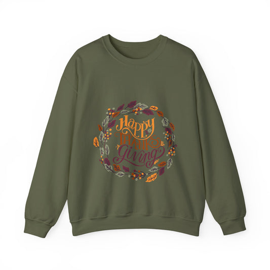 Happy Thanksgiving Crewneck Sweatshirt - Cozy Fall Apparel, Thanksgiving Gift, Unisex Pullover, Casual Fall Sweatshirt