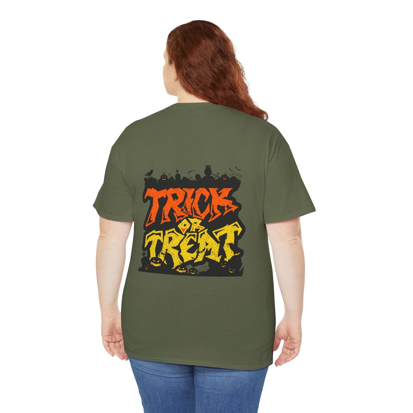 Halloween Unisex Tee, Spooky Pumpkin Shirt, Trick or Treat Graphic T-Shirt, Fall Clothing, Halloween Party Attire