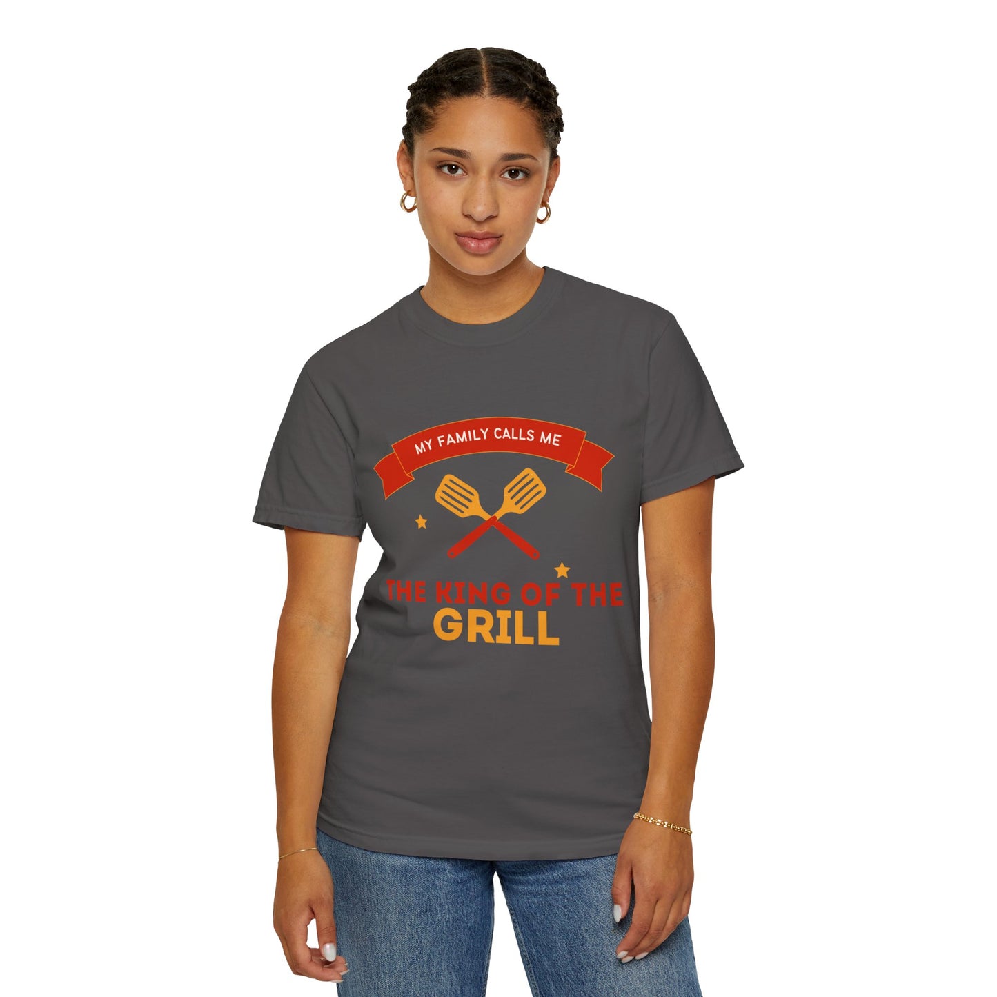 King of the Grill T-shirt | Unisex Garment-Dyed Tee for BBQ Lovers, Father's Day Gift, Cooking Enthusiasts, Summer Parties, Family