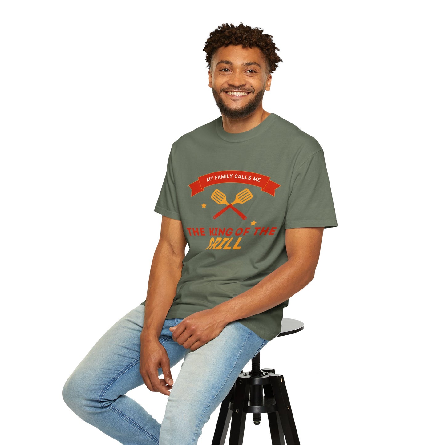 King of the Grill T-shirt | Unisex Garment-Dyed Tee for BBQ Lovers, Father's Day Gift, Cooking Enthusiasts, Summer Parties, Family