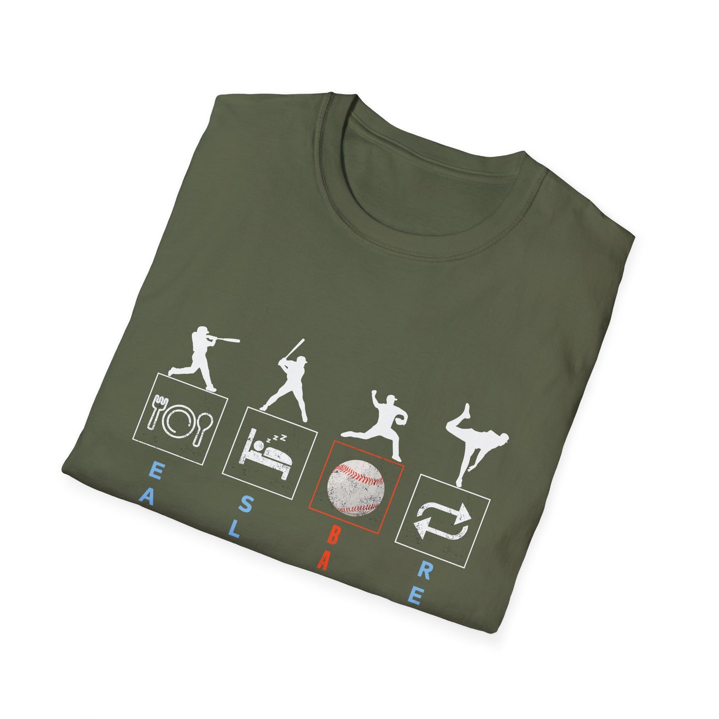 Baseball Enthusiast T-Shirt - Eat Sleep Baseball Repeat - Perfect for Sports Fans, Athletes, Gift for Coach, Casual Wear
