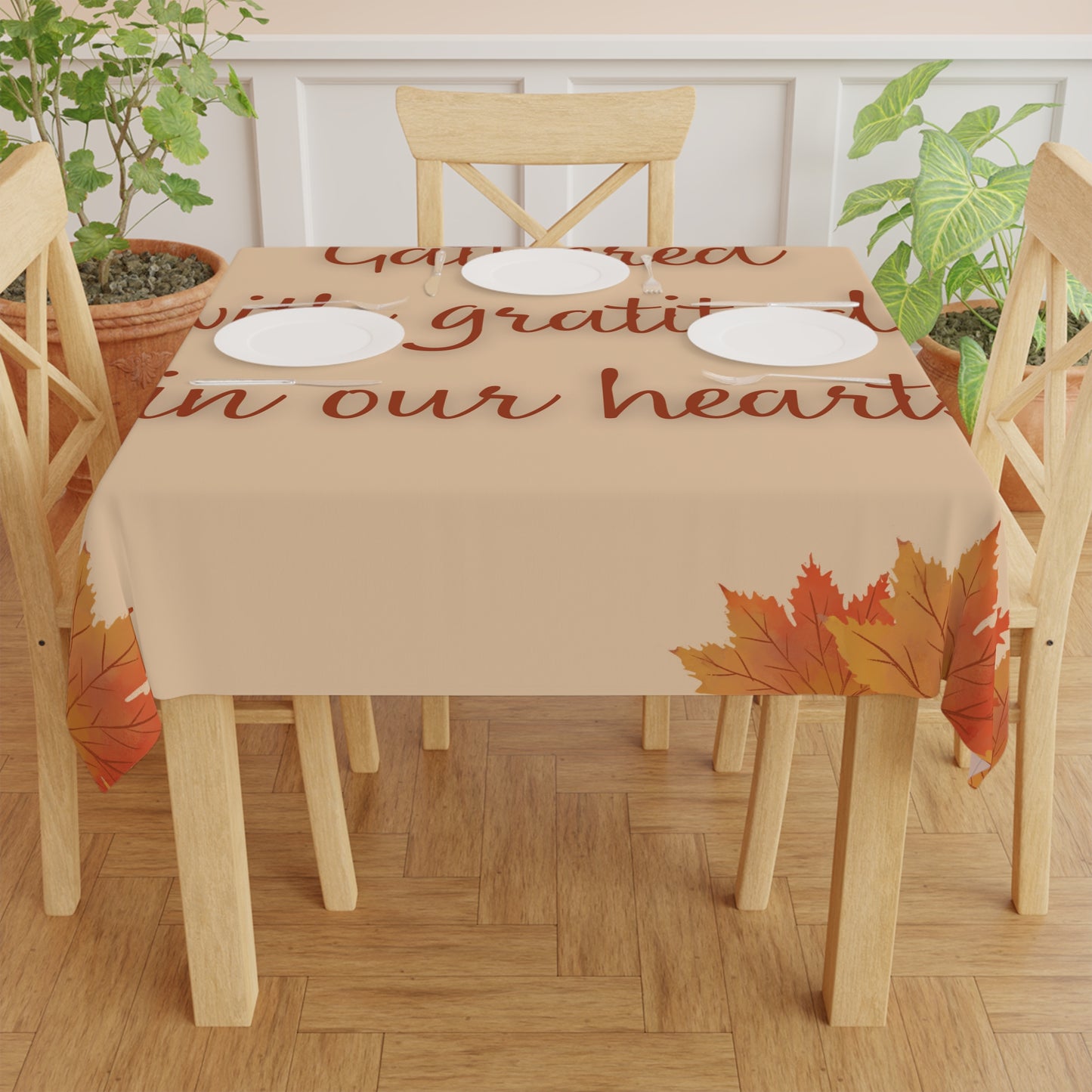 Autumn Tablecloth - Gathered with Gratitude, Fall Decor, Thanksgiving Table Setting, Cozy Home Atmosphere, Harvest Celebration