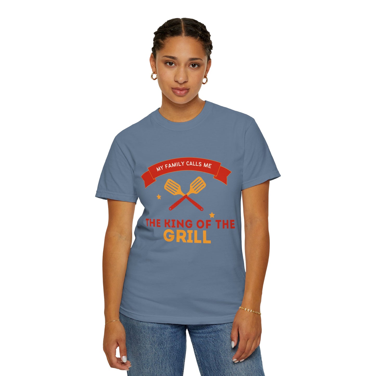 King of the Grill T-shirt | Unisex Garment-Dyed Tee for BBQ Lovers, Father's Day Gift, Cooking Enthusiasts, Summer Parties, Family