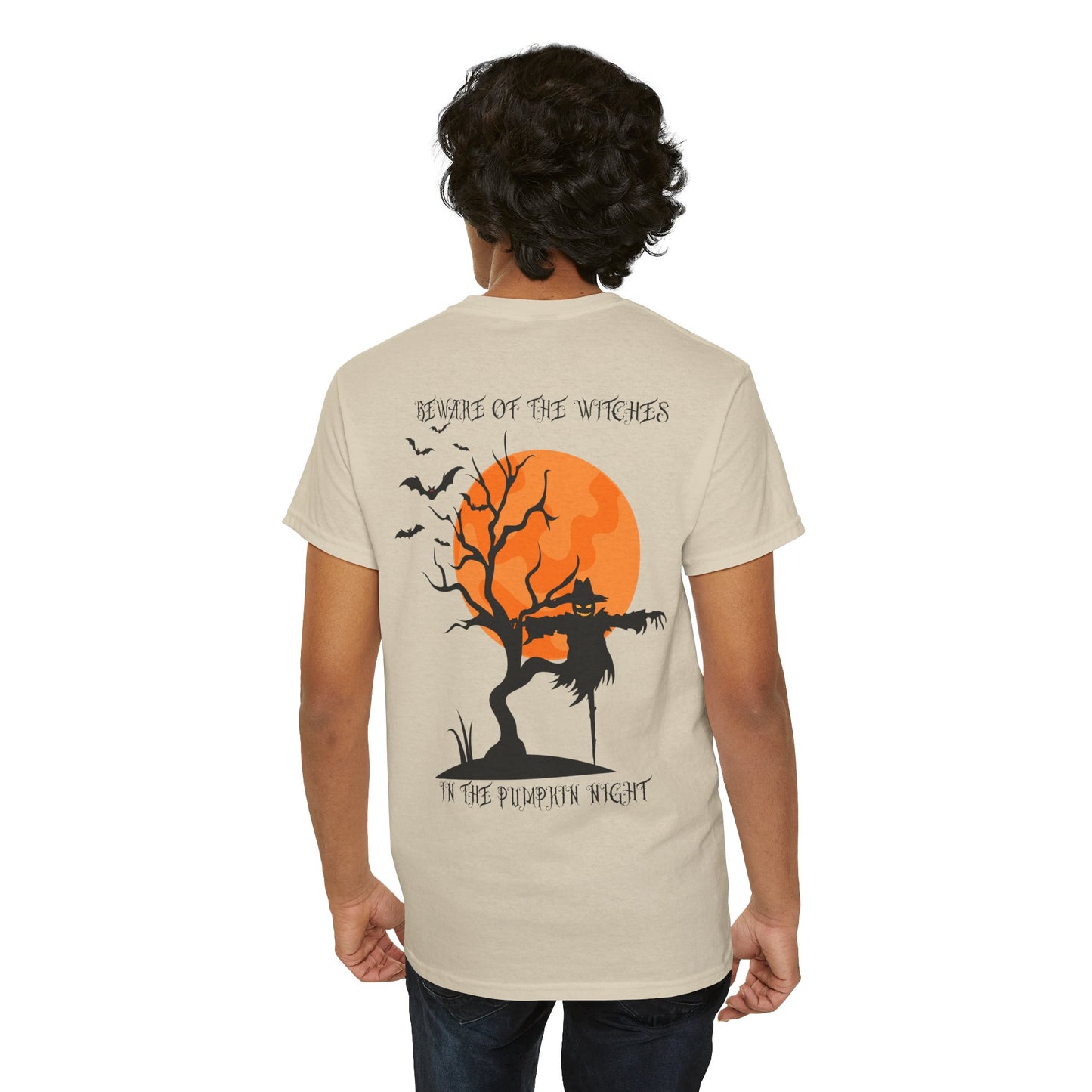 Halloween Witches Themed Unisex Heavy Cotton Tee, Scary Shirt, Witch T-Shirt, Fall Apparel, Spooky Night Top