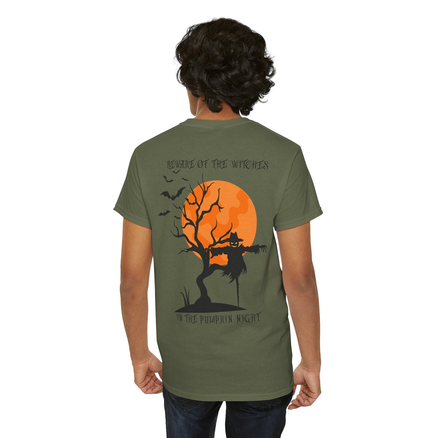 Halloween Witches Themed Unisex Heavy Cotton Tee, Scary Shirt, Witch T-Shirt, Fall Apparel, Spooky Night Top