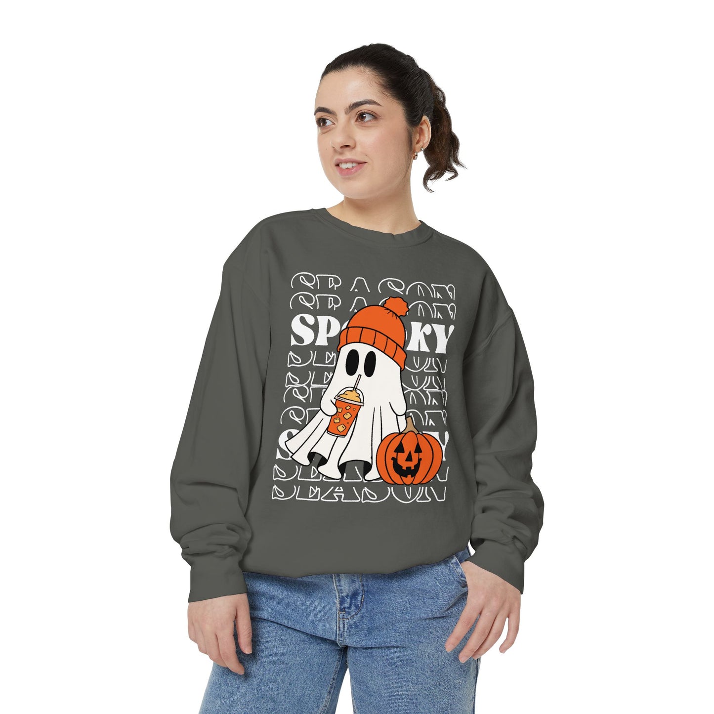 Spooky Season Sweatshirt - Unisex Garment-Dyed Pullover for Halloween and Fall, Cozy Comfort, Perfect Gift for Friends, October Decor,