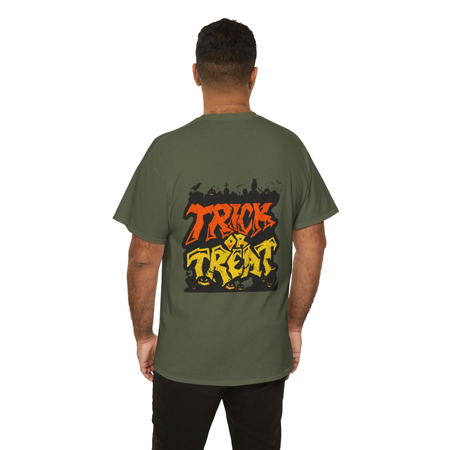 Halloween Unisex Tee, Spooky Pumpkin Shirt, Trick or Treat Graphic T-Shirt, Fall Clothing, Halloween Party Attire