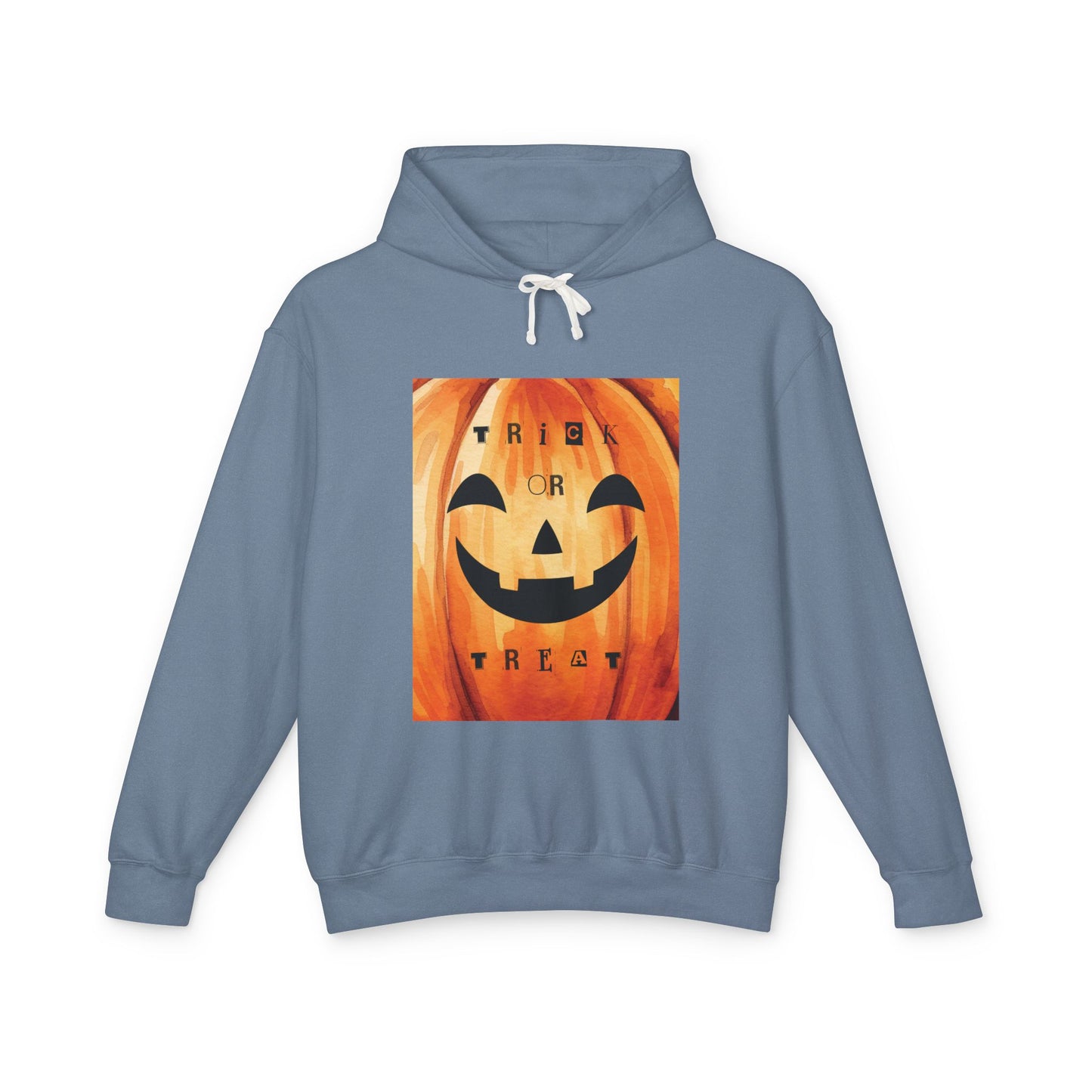 Halloween Pumpkin Hoodie, Unisex Lightweight Hooded Sweatshirt, Cozy Fall Apparel, Trick or Treat Costume