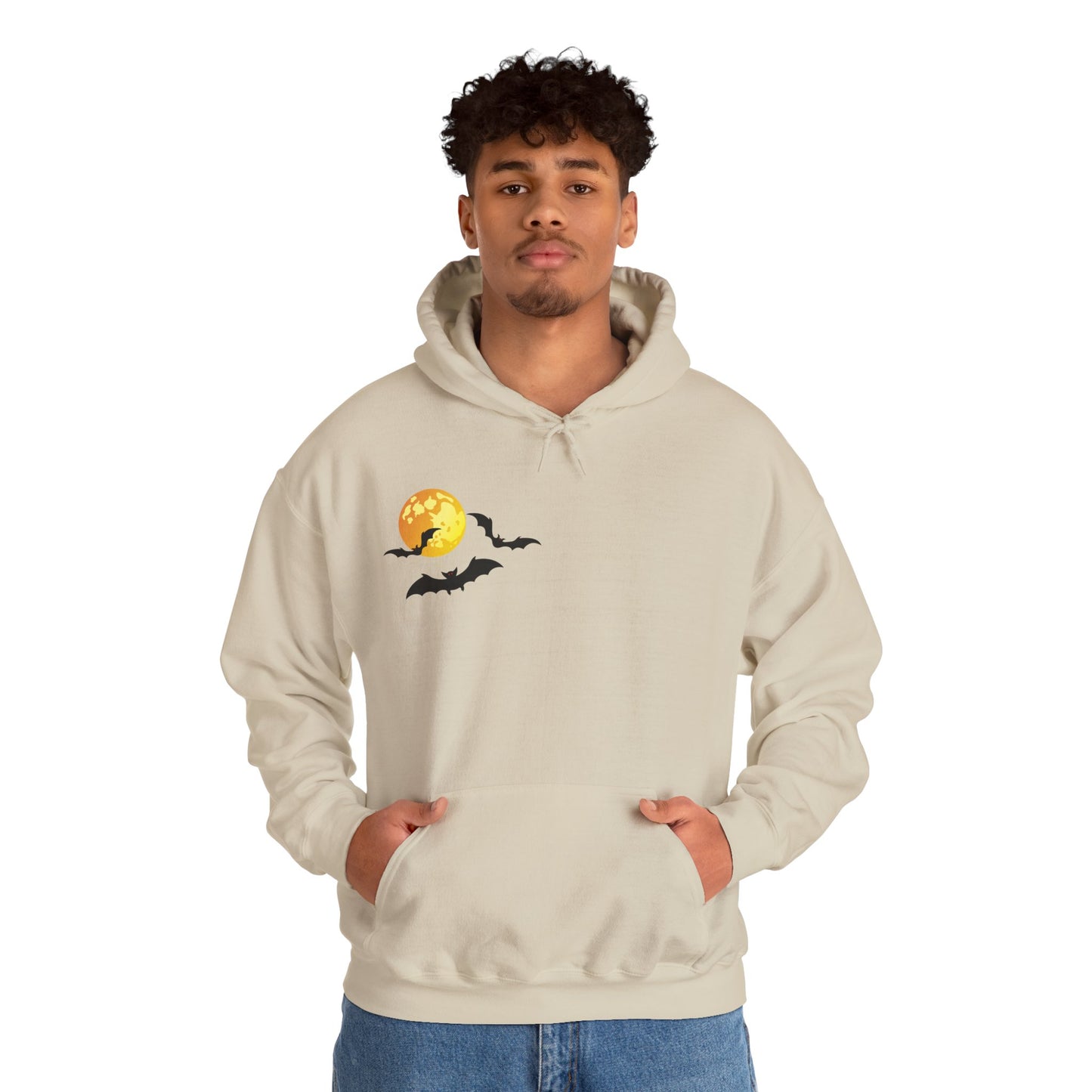 Halloween-Themed Unisex Hoodie with Witches and Bats Design, Cozy Sweatshirt for Fall Celebrations, Spooky Season Apparel, Gift Idea